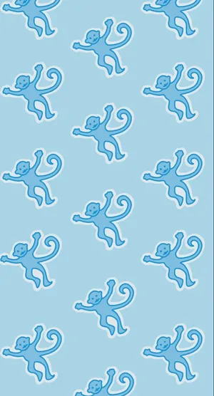 Blue Monkey Pattern Roller Rabbit Inspired Wallpaper