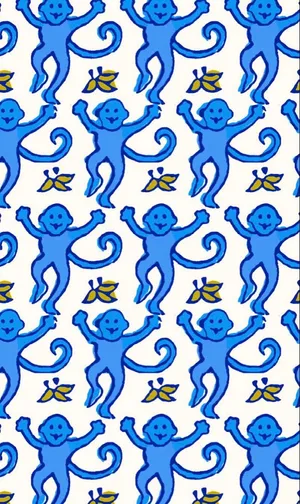 Blue Monkey Pattern Roller Rabbit Wallpaper