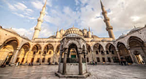 Blue Mosque Courtyard Istanbul Wallpaper