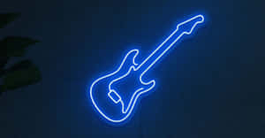 Blue Neon Guitar Sign Wallpaper