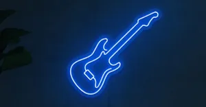 Blue Neon Guitar Sign Wallpaper