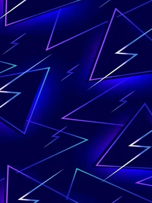 Blue Neon Lightnings And Triangles Wallpaper