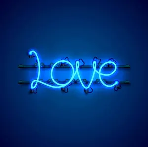 Blue Neon Love Sign Wallpaper