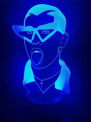 Blue Neon Portrait Bad Bunny Aesthetic Wallpaper