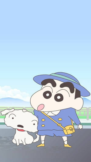 Blue Outfit Shinchan Aesthetic Wallpaper