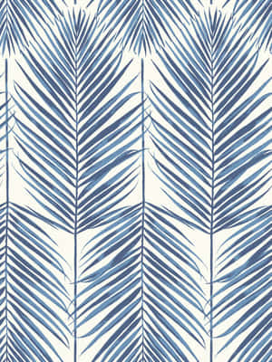 Blue Palm Fronds Pattern Wallpaper
