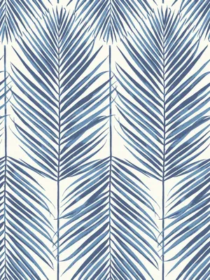 Blue Palm Fronds Pattern Wallpaper