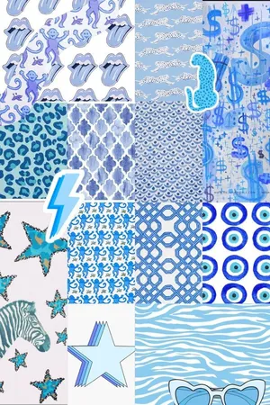 Blue Pattern Collage Preppy Style Wallpaper