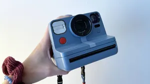 Blue Polaroid Camera Wallpaper