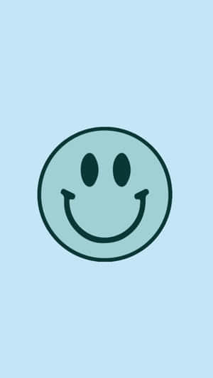 Blue_ Preppy_ Smiley_ Face_ Graphic Wallpaper