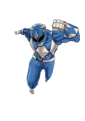 Blue Rangerin Action Pose Wallpaper