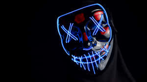 Blue Red Neon Skull Mask4 K Wallpaper