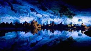 Blue Reed Flute Cave Wallpaper