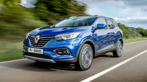 Blue Renault Kadjar On The Move Wallpaper