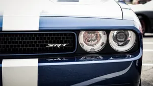 Blue S R T Muscle Car Front View Wallpaper