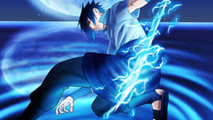 Blue Sasuke Stares Into The Distance. Wallpaper