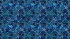 Blue Scallop Pattern Wallpaper