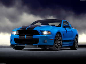 Blue Shelby G T500 Stormy Backdrop Wallpaper