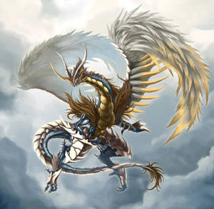 Blue Skin Light Dragon In Sky Wallpaper