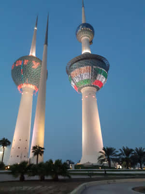 Blue Sky Behind The Kuwait Towers Wallpaper