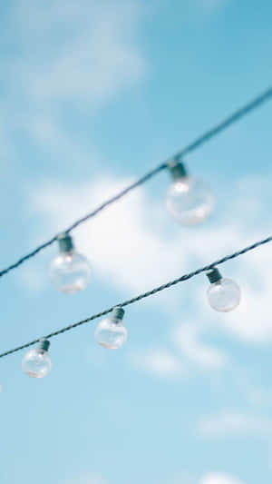 Blue Sky String Lights Aesthetic Wallpaper