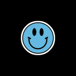 Blue Smiley Face Black Background Wallpaper