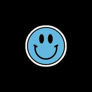 Blue Smiley Face Black Background Wallpaper