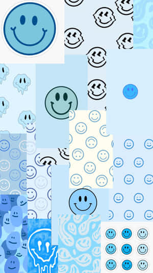 Blue Smiley Face Collage Wallpaper