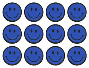 Blue Smiley Face Patches Array Wallpaper