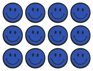 Blue Smiley Face Patches Array Wallpaper