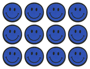 Blue_ Smiley_ Face_ Patches_ Grid Wallpaper