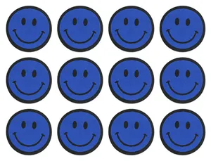 Blue_ Smiley_ Face_ Patches_ Grid Wallpaper