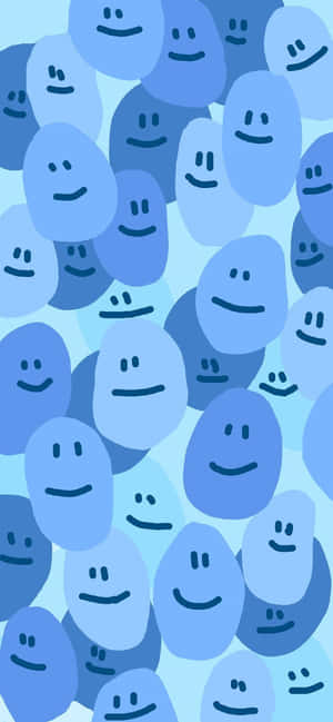 Blue Smiley Face Pattern Background Wallpaper