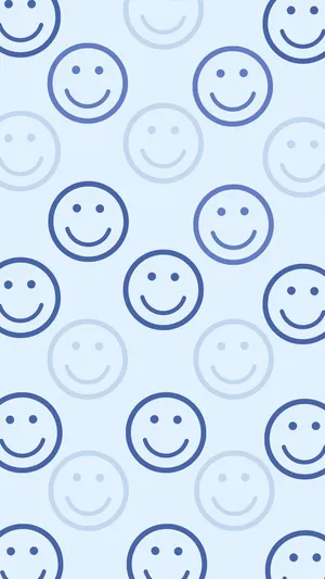 Blue Smiley Face Pattern Background Wallpaper
