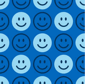 Blue Smiley Face Pattern Wallpaper