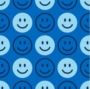 Blue Smiley Face Pattern Wallpaper