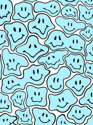 Blue Smiley Face Pattern Wallpaper