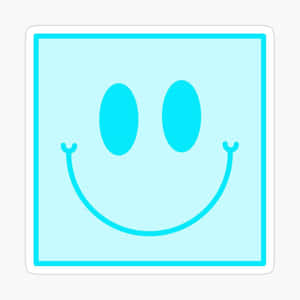 Blue Smiley Face Sticker Wallpaper