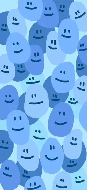 Blue Smiley Faces Pattern Wallpaper