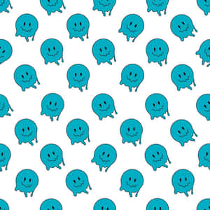 Blue Smiling Ghosts Pattern Wallpaper