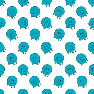Blue Smiling Ghosts Pattern Wallpaper