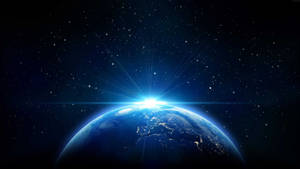 Blue Star Earth Space Wallpaper