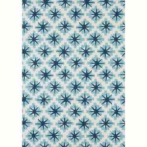 Blue Starburst Pattern Textile Wallpaper