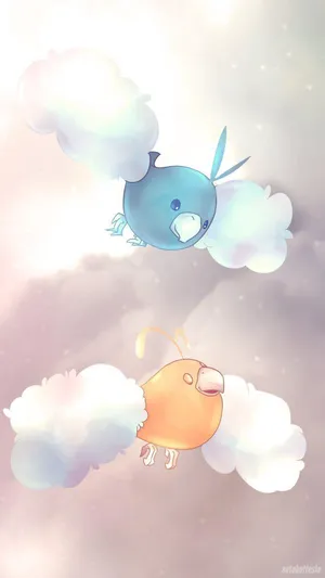 Blue Swablu And Yellow Swablu Wallpaper
