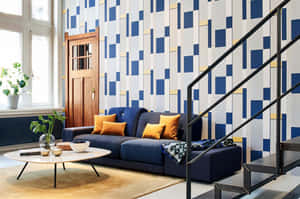 Blue Themed House With Subtle Interior Design Wallpaper