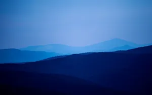 Blue-themed Minimalist Mountain Art Wallpaper