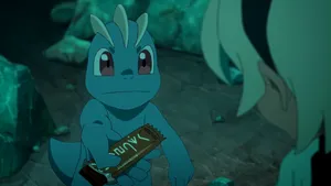 Blue-tinted Image Of Bea's Machop Wallpaper