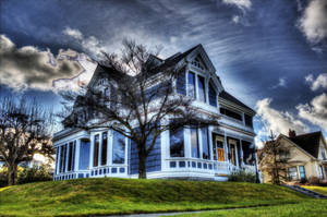 Blue Victorian House Wallpaper