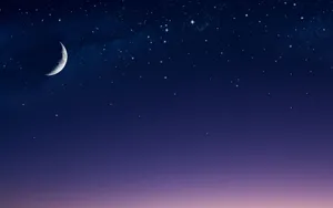 Blue Violet Crescent Night Sky Moon Wallpaper