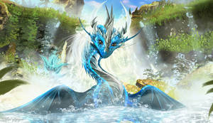 Blue Water Dragon Nature And Falls Wallpaper